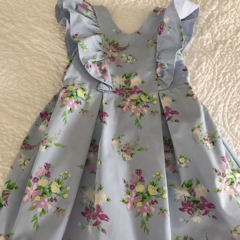 Beautiful Janie and Jack blue floral dress 5 like new